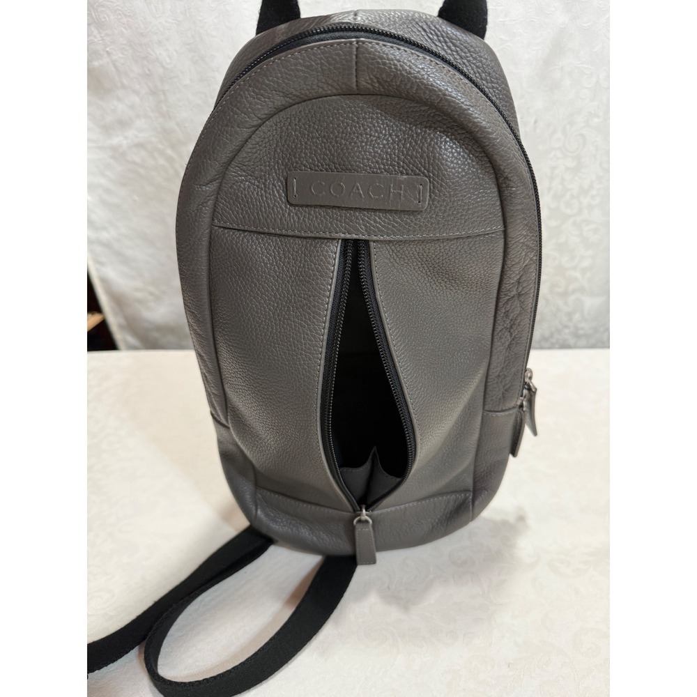 Coach Sling Backpack Mens OS Grey Leather F70691 Crossbody Commuter Luxury - Picture 3 of 16